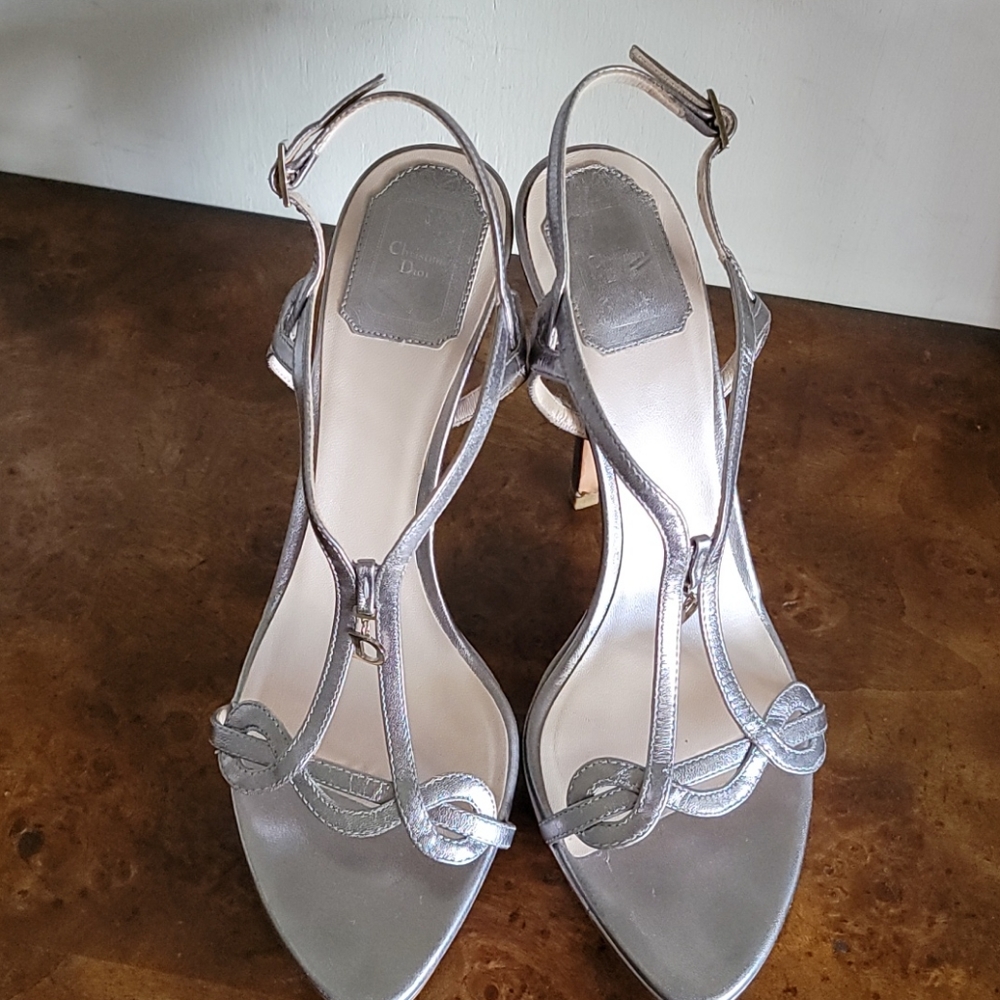 Christian Dior Silver Strappy Heels - Picture 6 of 13